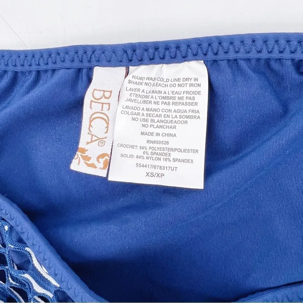 NWOT Becca by Rebecca Virtue Reveal Crochet Hipster Bikini‎ Bottom XS